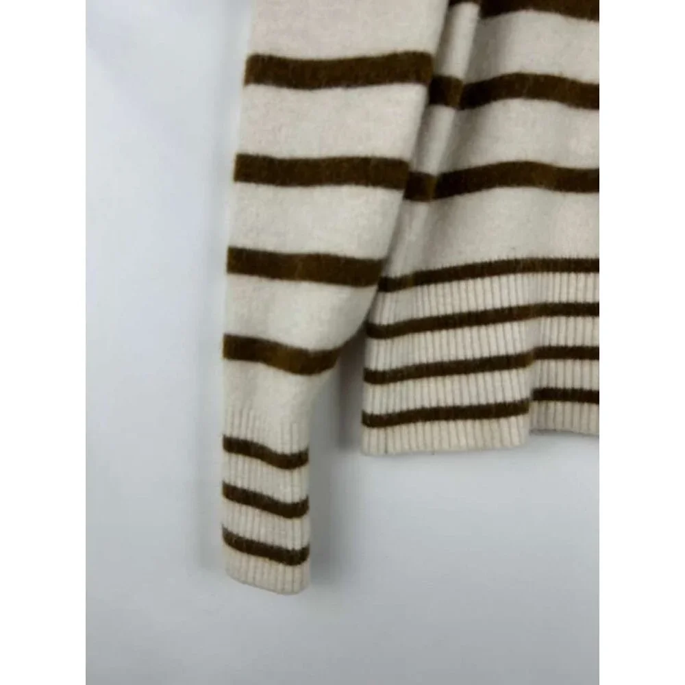 Banana Republic Women's Medium Stripe Puff Sleeve Wool & Alpaca Blend Sweater - Picture 12 of 12